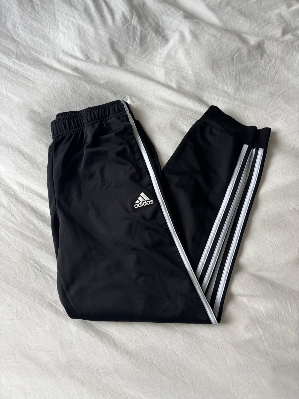 Adidas Black 3 Stripe Athletic Track Pants